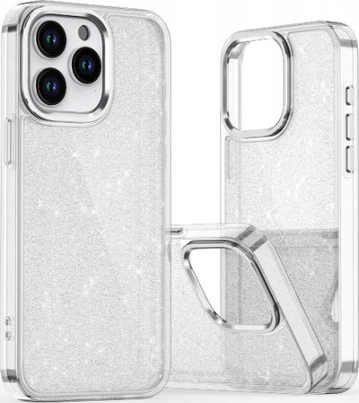 Mbrojtëse telefoni Glitter për iPhone 16, transparente, me shkëlqim