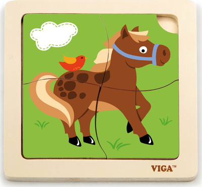 Puzzle druri Viga 51312, në dërrasë, me kalë të vogël, shumëngjyrësh