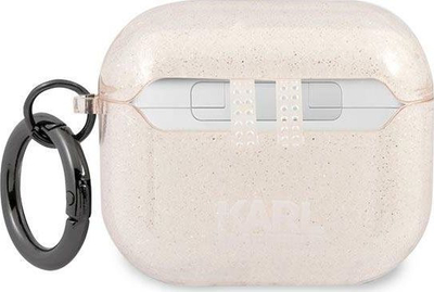 Mbulesë mbrojtëse Karl Lagerfeld KLA3UKHGD për AirPods 3, prej TPU, ngjyrë ari me shkëlqim glitter