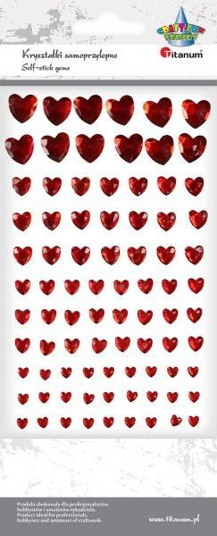 Самолепливи декоративни кристали Titanum Crystal Hearts, форма срце, повеќебојни