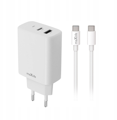 Karikues muri Maxlife MXTC-10-20AC, 20W PD QC, 2 porta, i bardhë