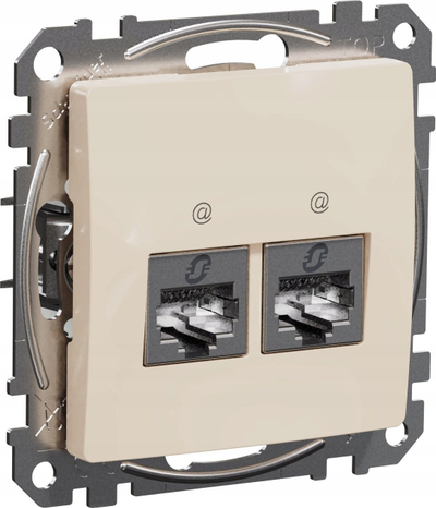 Prizë rrjeti Schneider Sedna Design, 2x RJ45 STP, bezhë