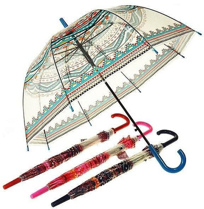 Çadër Adar Umbrella, transparente, dorezë J, ngjyra miks