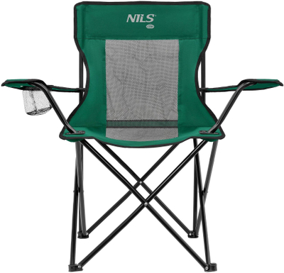 Karrige palos Nils Camp NC3302 për kamping, me vend për gota, jeshile me të zezë