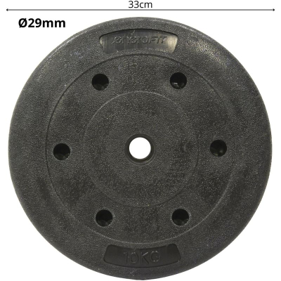 Pllakë peshe Victoria Sport Concrete Weight 10kg EB Fit FI30, diametër 30mm, e zezë