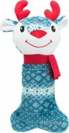 Lodër pelushi për qen Dog Play Bone, ari dhe dre, 31cm, blu
