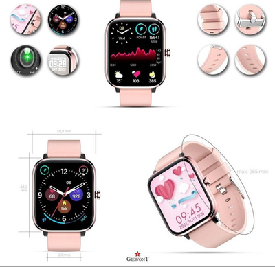 Smartwatch Giewont GW230-1, ekran me prekje, rose gold rozë