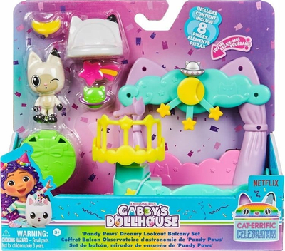 Set lojrash Spin Master Gabby’s Dollhouse Pandy Paws Dreamy Lookout Balcony, me figurë 6 cm, plot aksesorë, shumëngjyrësh