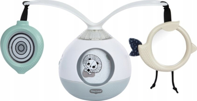 Lodër muzikore për karrocë Tiny Love Tummy Time, 2 në 1, seri Black and White Deco, bardh e zi