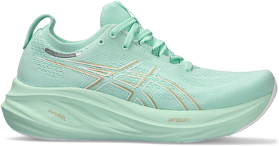 Atlete vrapimi Asics Gel Nimbus 26 për femra, amortizim GEL, jeshile mente
