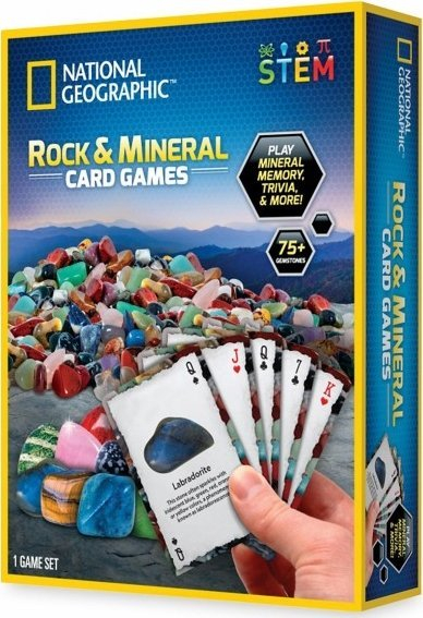 Lojë me letra National Geographic Rock Bingo Gemstone Trivia, 150 gurë e minerale, për kalamaj 8+