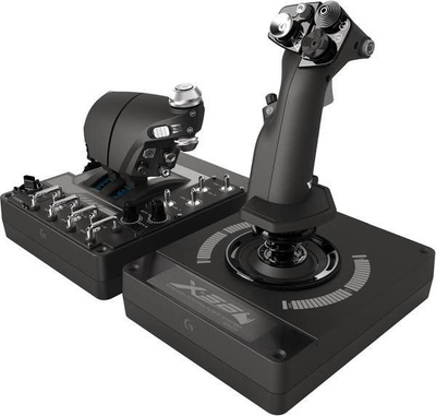 Сет контролери за игри Logitech G Saitek Farm Sim Steering Wheel 945-000062 и G X56 Hotas 945-000059, волан со педали, џојстик со гас, црн