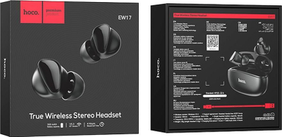 Kufje Bluetooth Hoco EW17, TWS, me kuti karikimi, të zeza