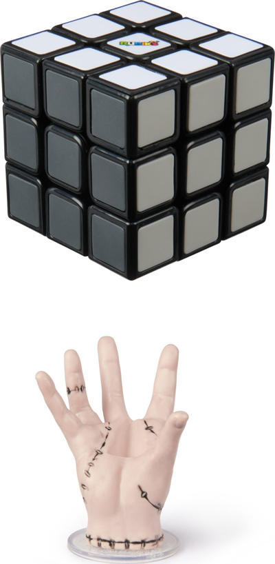 Kubi Rubiks Spin Master Wednesday Greyscale, lojë mendore, gri