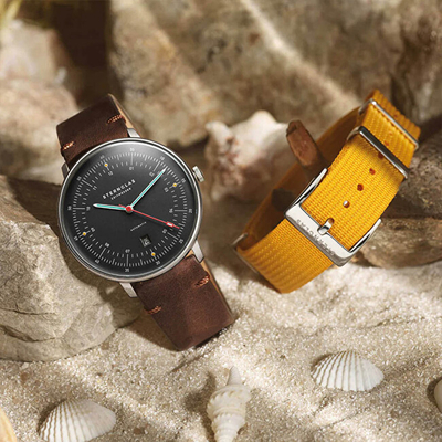 Orë dore për meshkuj Sternglas Limited Edition Hamburg Edition Neuwerk Automatik S02-HHN11-FI01, e verdhë/ e zezë