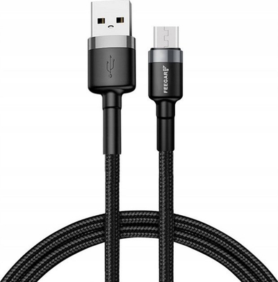 Kabllo karikimi Feegar Evolution, USB në microUSB, 1m, 2.4A QC 3.0, e zezë