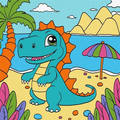 Set pikturimi Ideyka Dino, Painting by Numbers, 25 x 25 cm, shumëngjyrësh