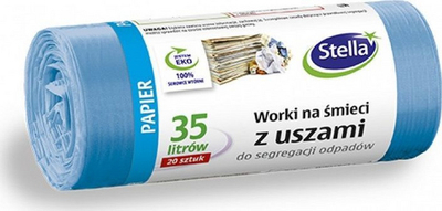 Кеси за отпадоци Стела, 35L, 20 парчиња, со рачки, сина