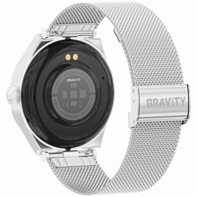 Паметен часовник Gravity GT25-7, екран во боја, челична ременка, сребрена