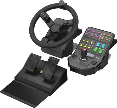 Сет контролери за игри Logitech G Saitek Farm Sim Steering Wheel 945-000062 и G X56 Hotas 945-000059, волан со педали, џојстик со гас, црн