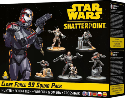 Lojë me miniatura Atomic Mass Games Star Wars Shatterpoint Clone Force 99 Squad Pack, zgjerim, për 2 vetë, 14+