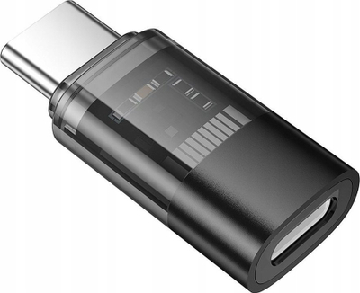 Адаптер Hoco UA36D Type C во Lightning, 3A, OTG, проѕирен црн