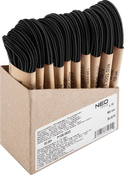 Lidhëse këpucësh NEO Tools 82-391, 150 cm, poliester, të zeza