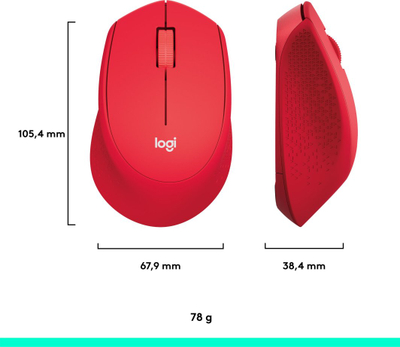 Maus Logitech M330, wireless, USB, i kuq