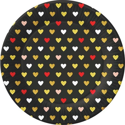 Pjata letre Godan XOXO, 18 cm, 6 copë, ngjyrë e zezë