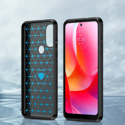Maskë mbrojtëse Hurtel Carbon Case për Motorola Moto G Power 2022, TPU e butë, efekt karbon, e zezë