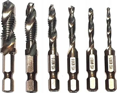 Set tapa shpimi SilverTools S11533, HSS, M3–M10, 6 copë