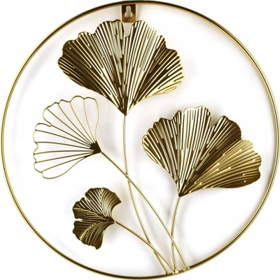 Dekor muri Mondex TALA GINGKO, rreth 30cm, metal, ngjyrë ari