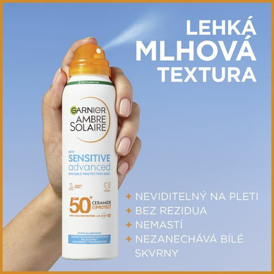 Sprej mbrojtës ndaj diellit për lëkurë të ndjeshme Garnier SPF 50+ Sensitive Advanced, 150 ml