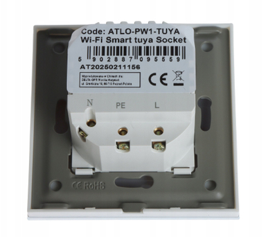 Prizë murale smart ATLO ATLO-PW1-TUYA, Wi-Fi Tuya, USB-A dhe USB-C, e bardhë