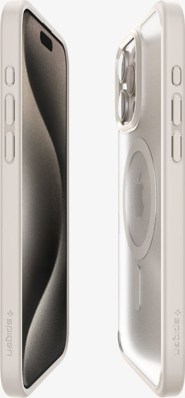 Mbrojtëse telefoni Spigen Ultra Hybrid Mag MagSafe për iPhone 15 Pro, Frost Natural Titanium
