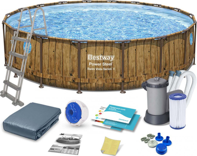 Pishinë kornizë Bestway 15in1, 549x122cm, set me aksesorë, gri