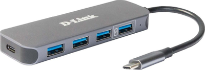 USB C HUB D Link DUB 2340, 4 USB порти, USB напојување Power Delivery 60W, сива