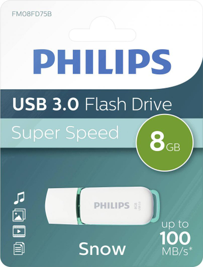 USB Philips Snow Edition FM08FD75B/00, 8GB, USB 3.0, e bardhë
