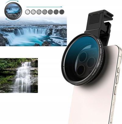 Filter fotografik Apexel ND2–ND400, 67mm, gri i rregullushëm, universal