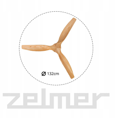 Ventilator tavani Zelmer ZCF5600, 132cm, motor DC i qetë, dru panje e bardhë