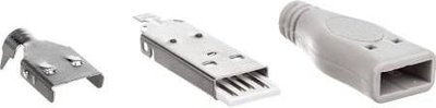 Lidhës USB A, plug mashkull, plastik, i zi