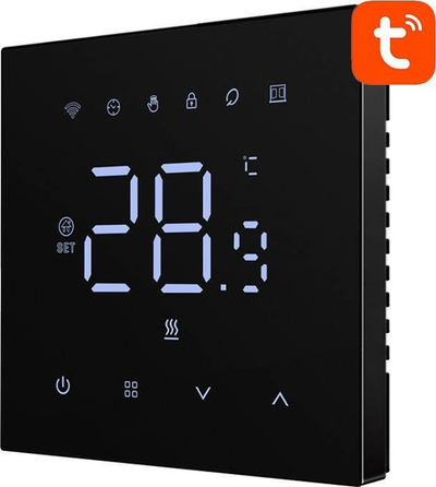 Termostat i mençur Avatto WT410 16A, WiFi, për ngrohje elektrike, i zi