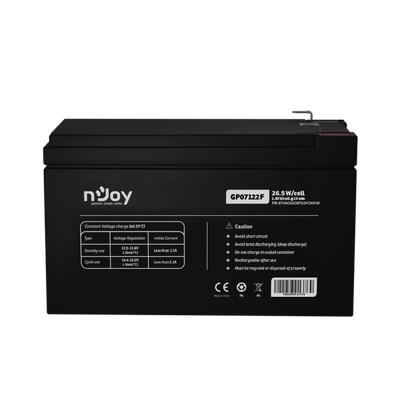 Bateri UPS NJoy GP07122F, 12V, 7Ah, e zezë