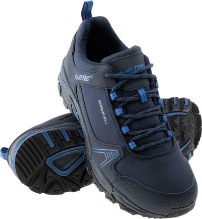 Këpucë trekking për burra Hi-Tec Hapiter Low WP, softshell, të papërshkueshme nga uji, blu navy