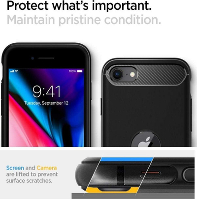 Kornizë mbrojtëse Spigen Rugged Armor për Apple iPhone SE 2020, e zezë