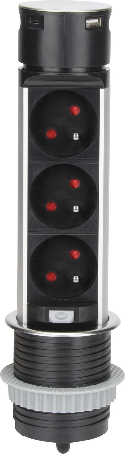 Prizë e fshehur ORNO OR-GM-9027, 3x230V, USB dhe USB-C, inox