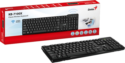 Tastierë Genius KB-7100X, wireless 2.4 GHz, layout CZ/SK, e zezë