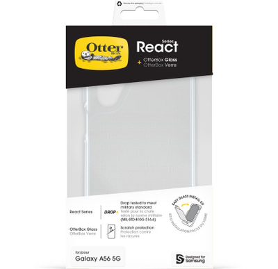 Mbrojtëse telefoni Otterbox React Series për Samsung Galaxy A56 / A56 5G, me xham përpara, transparente