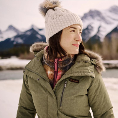 Kapelë Columbia Boundless Days Cable Knit Pom Beanie W, dimërore, bezhë