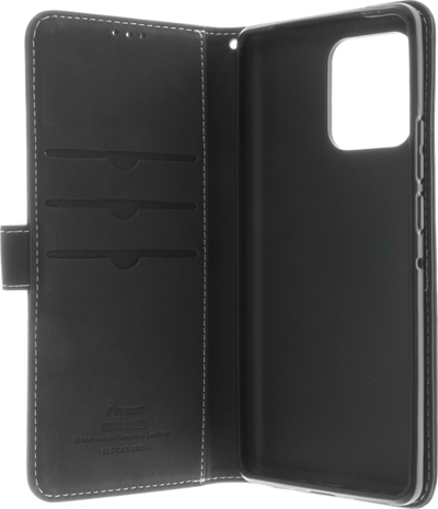 Këllëf telefoni Insmat Flip Cover për Motorola Edge 40 Pro, lëkurë natyrale, me kapak e ndarje kartash, i zi